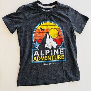 Eddie Bauer Charcoal Alpine Adventure Graphic Tee with Yellow & Orange Accents